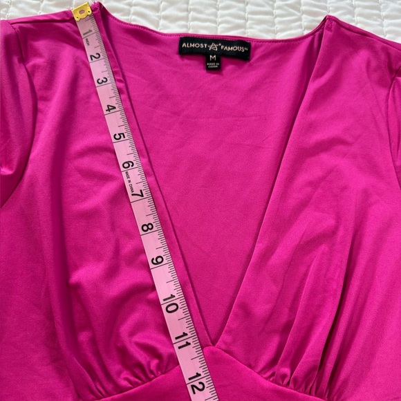 Almost Famous Barbiecore Fuchsia V-Neck Blouse - Picture 10 of 12